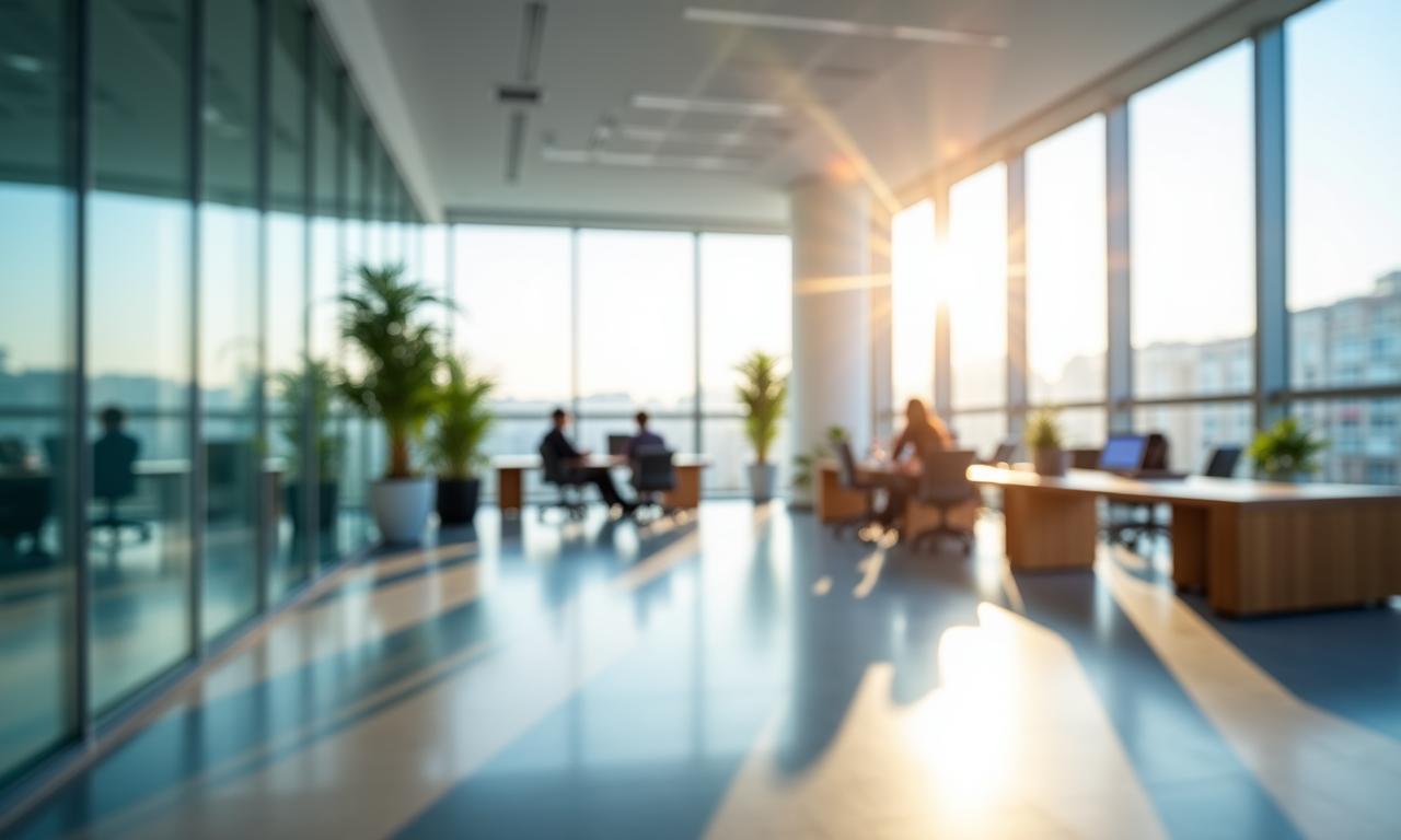 Oficina moderna y luminosa en Madrid con ambiente limpio y profesional